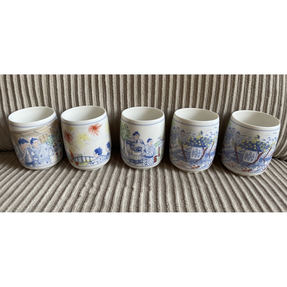 vintage japanese saki cups Lot Of 5